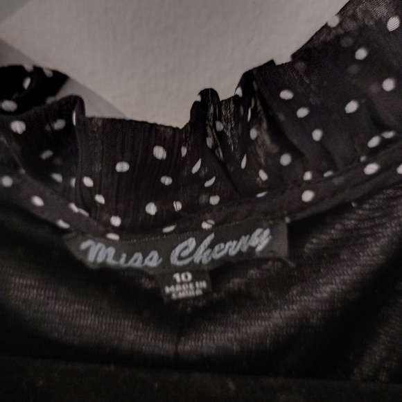 Miss Cherry polka dot Frill high neck Mini in size 10 - Picture 10 of 11